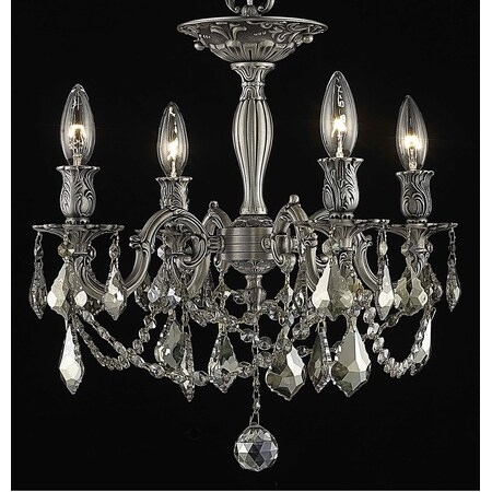 Elegant Lighting Royal Cut Smoky Golden Teak Crystal Rosalia 4-Light 9204F17PW-GT/RC